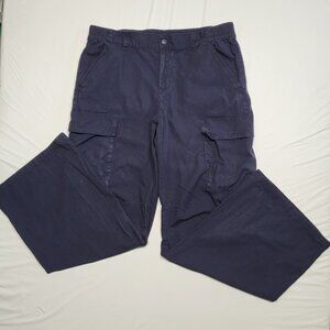 Divided H & M Womens Cargo Pants Size 10 Wide Leg Mid Rise Cotton Navy Blue